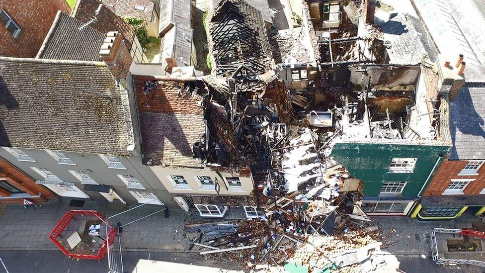 Fire damage to Stony Stratford buildings