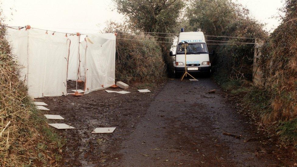 Evidence tent at the scene of Mrs Bryant's death