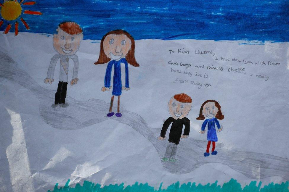 A copy of a drawing presented to the Duke of Cambridge by nine-year-old Ruby Brown during his visit