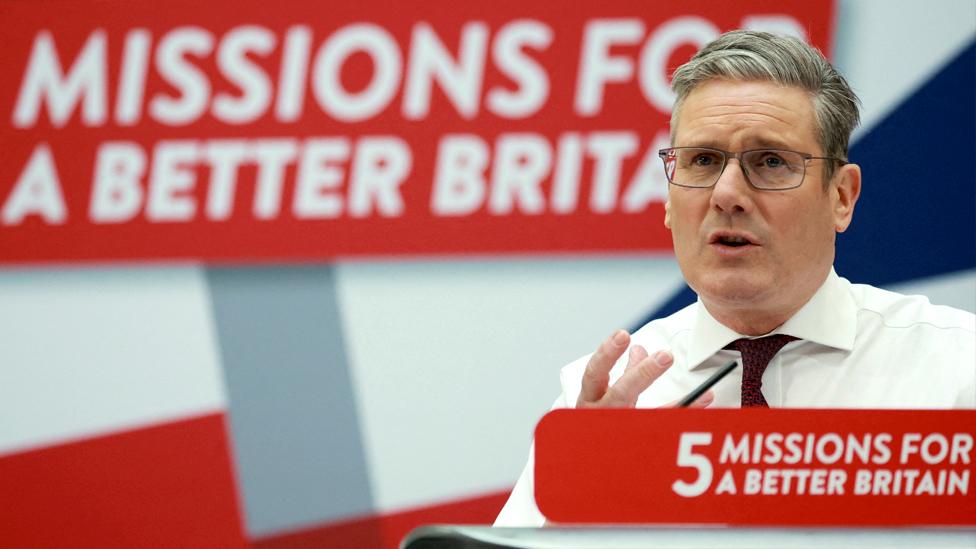 British leader of the Labour Party Keir Starmer speaks in Manchester on 23 February 2023