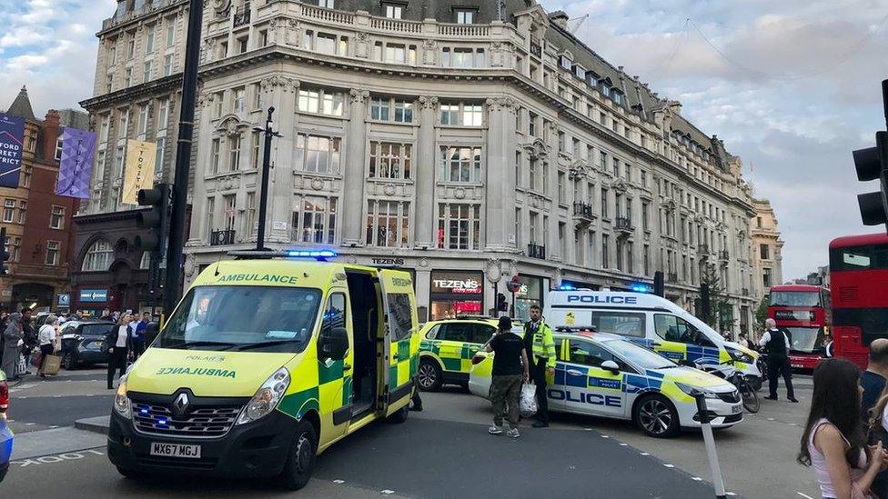 Police and ambulance at Oxford Circus