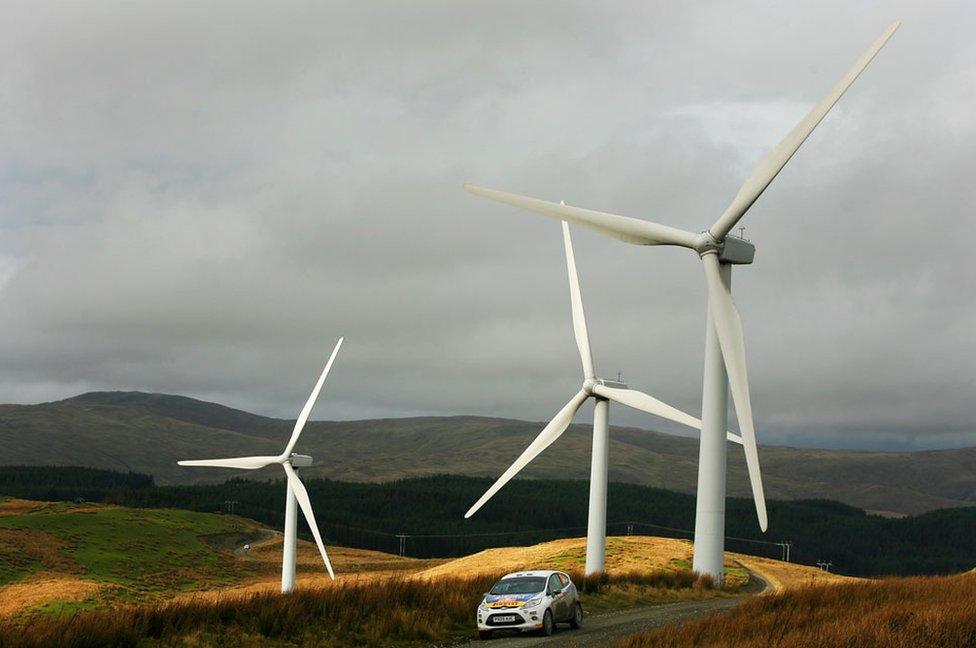 Wind turbines at Llangurig, Powys