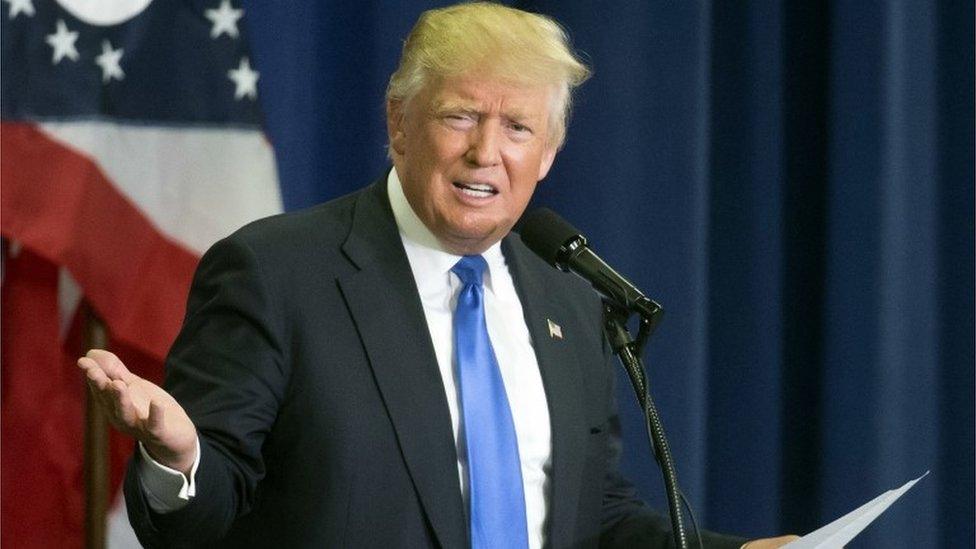 Republican presidential candidate Donald Trump at a campaign rally in Cincinnati.