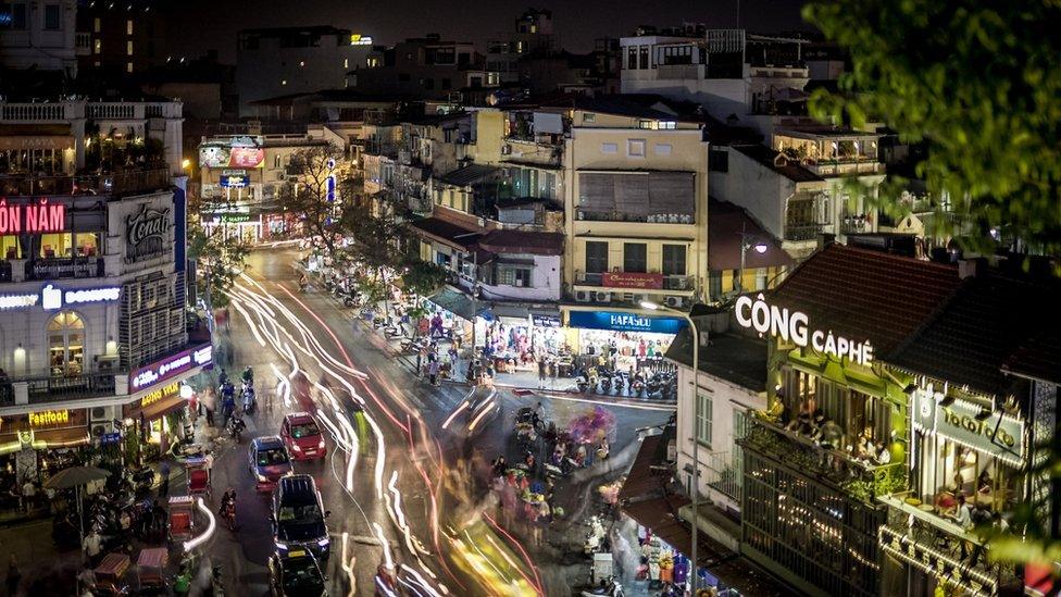 Vietnam's capital Hanoi at night