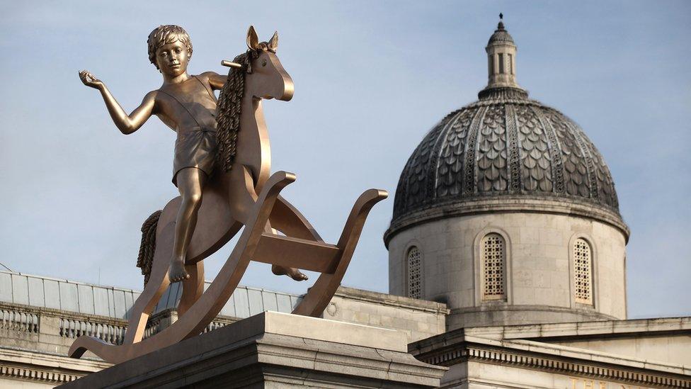 Powerless Structures, Fig.101, by Michael Elmgreen and Ingar Dragset on the Fourth Plinth in Trafalgar Square in 2012