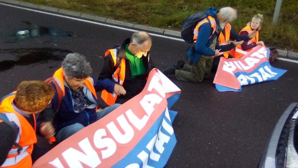 The Insulate Britain protesters at junction 3 of the M25