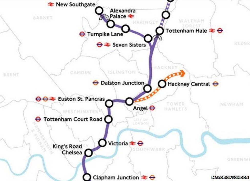 Crossrail 2 route map