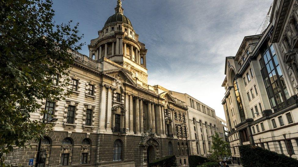 The Central Criminal Court of England and Wales known as the Old Bailey from the street on which it stands.