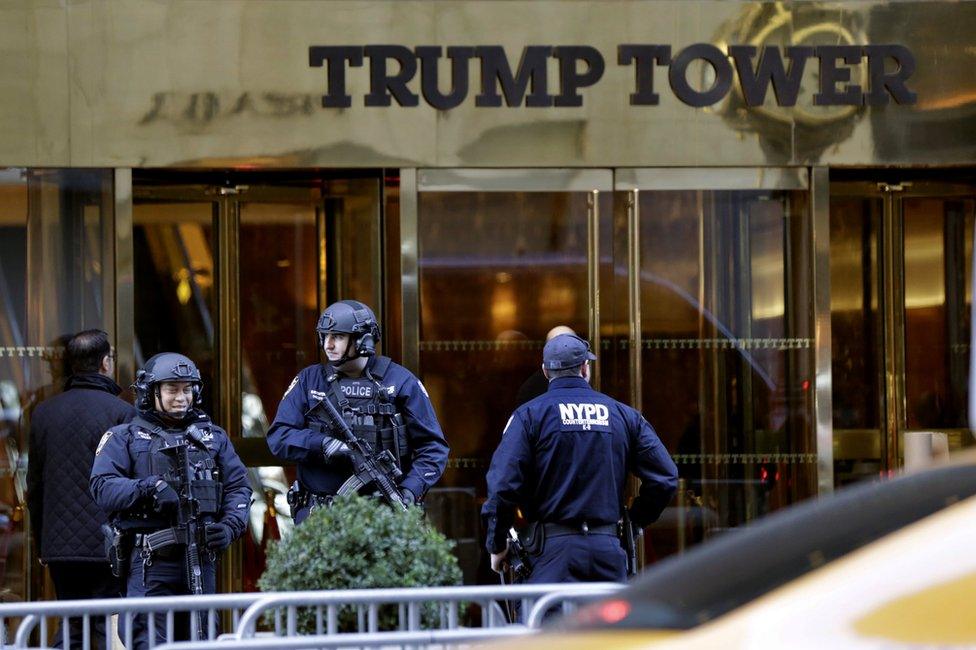 Police guard Trump Tower in New York, 11 November