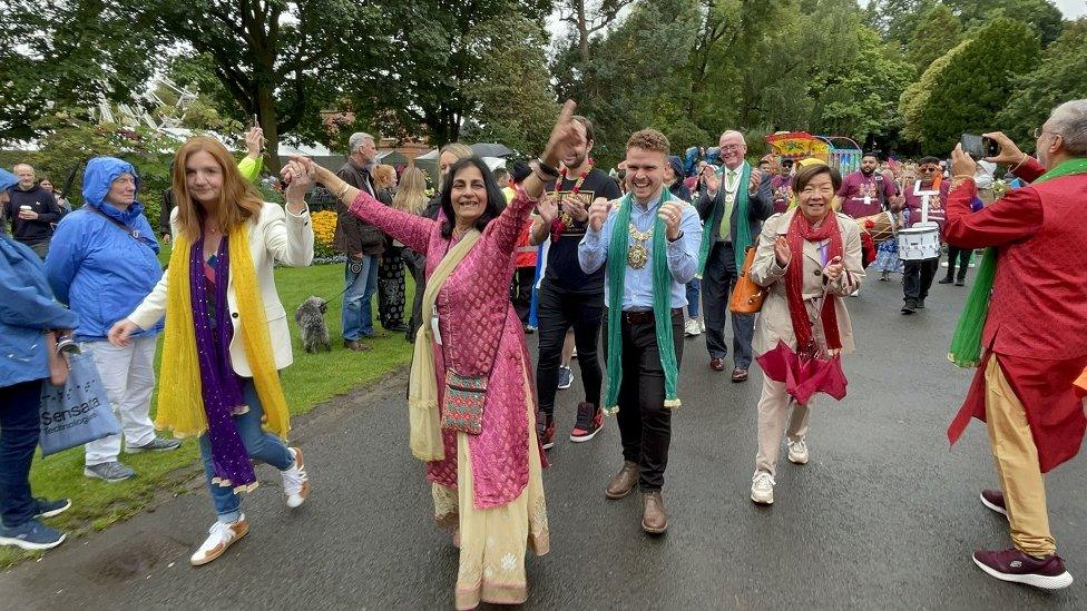 Jayne Brady, Nisha Tandon, Ryan Murphy at Belfast Mela