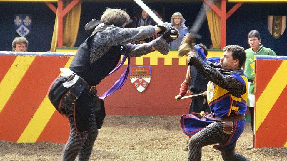 Knights fighting at Camelot theme park