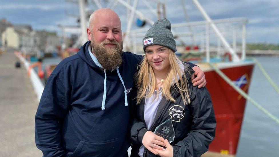 Isla Gale and her dad, Luke Corkill