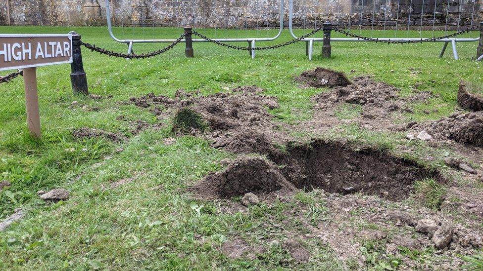 Criminal damage at Glastonbury Abbey