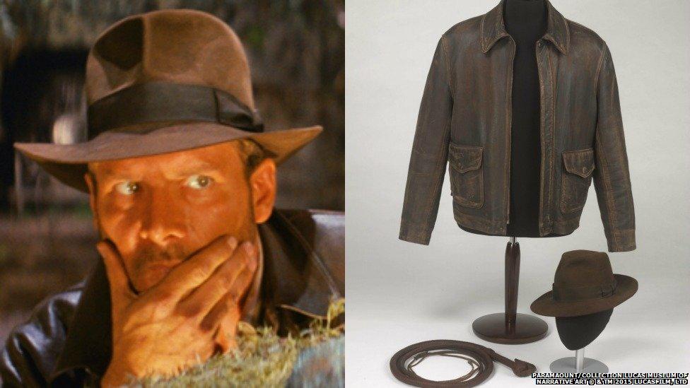 Indiana Jones and his jacket, hat and whip