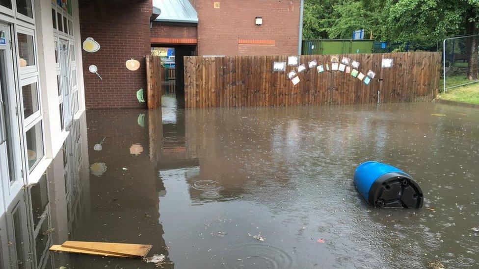 Russell Scott Primary School during one of the flooding incidents