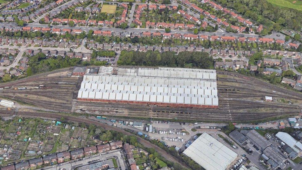 Aerial view of depot