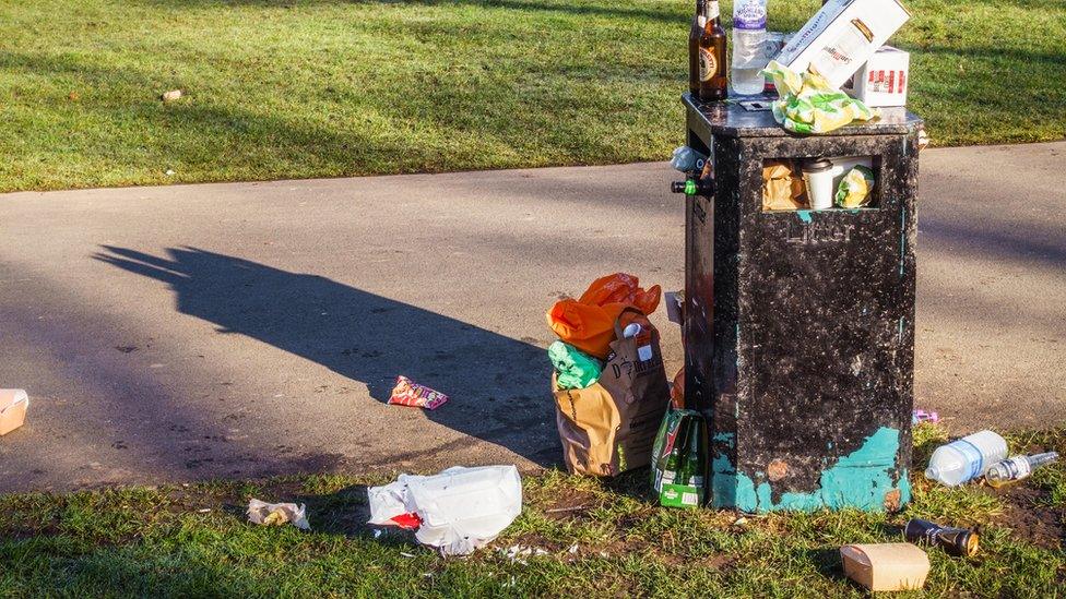 Overflowing bin