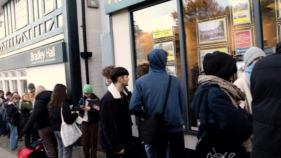 Students queueing outside lettings agents