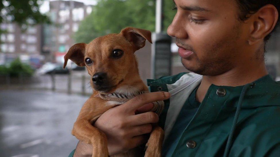 Kyle Frank and puppy Indy