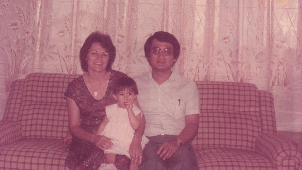 A young Stephanie and her parents