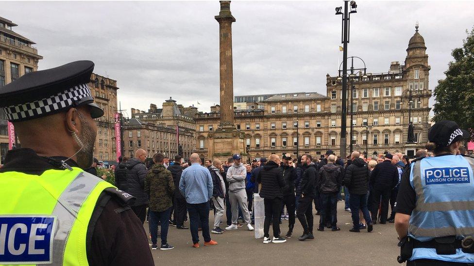 Protesters at George Square in Glasgow