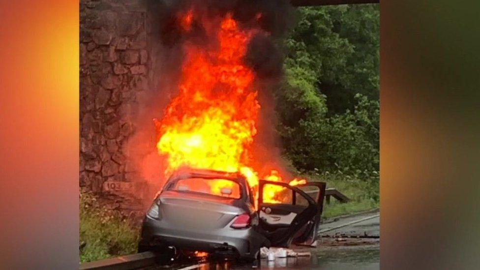 The car following the incident on the A38