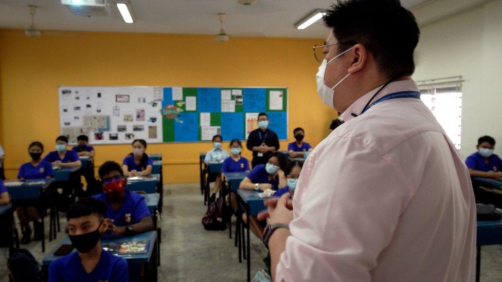 A teacher in a Singaporean classroom