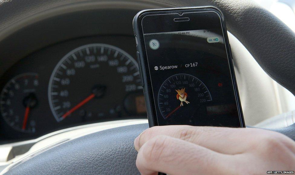 Pokemon Go open in a car