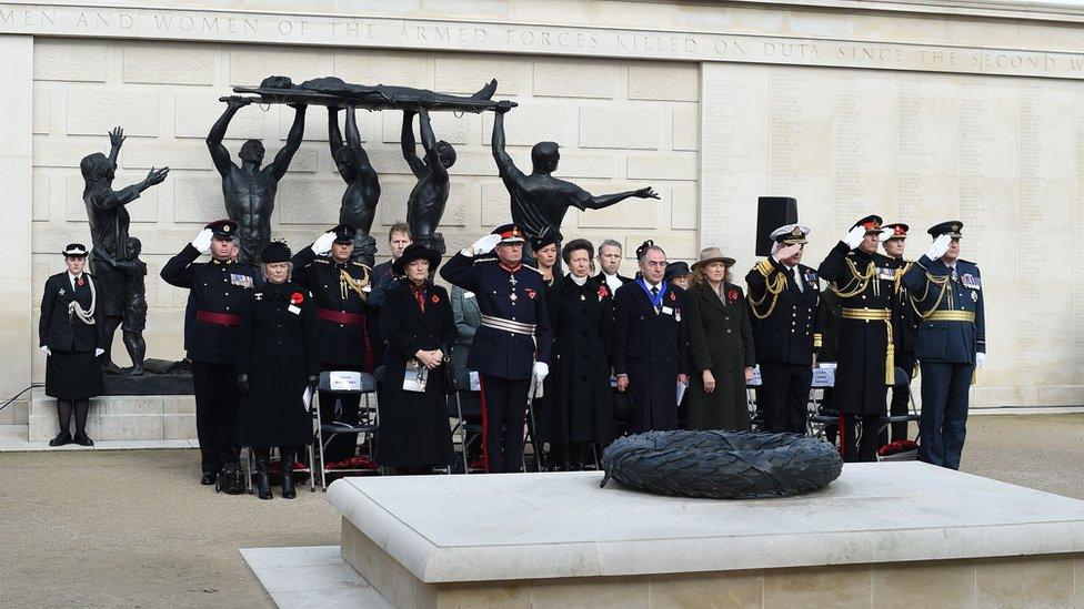 The Princess Royal and other dignitaries at the National Memorial Arboretum