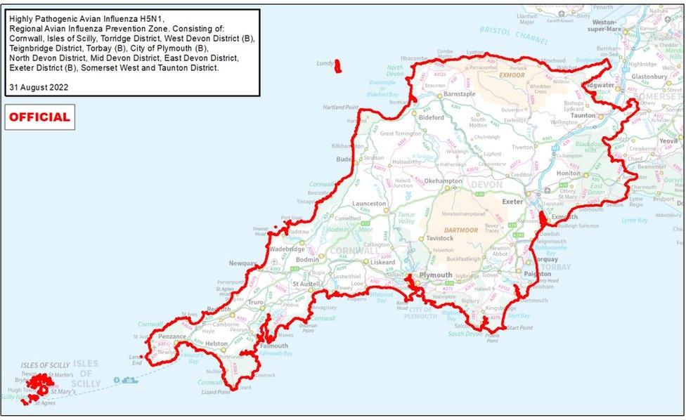 Map of bird flu prevention zone