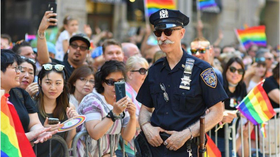 A police officer at the 2019 Pride March