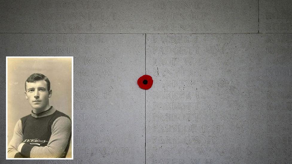 The Arras memorial with John Williams (inset)