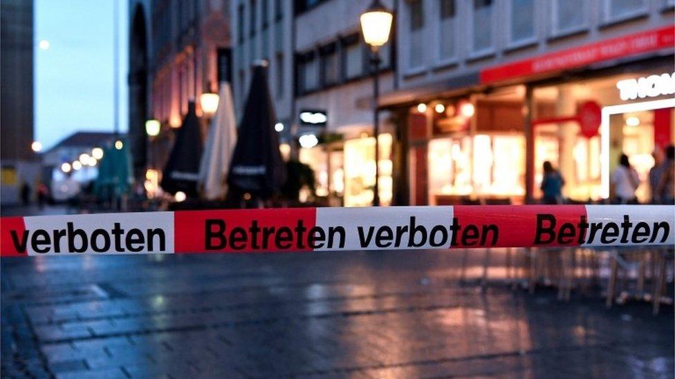 Police blockade following the shopping centre shooting in Munich