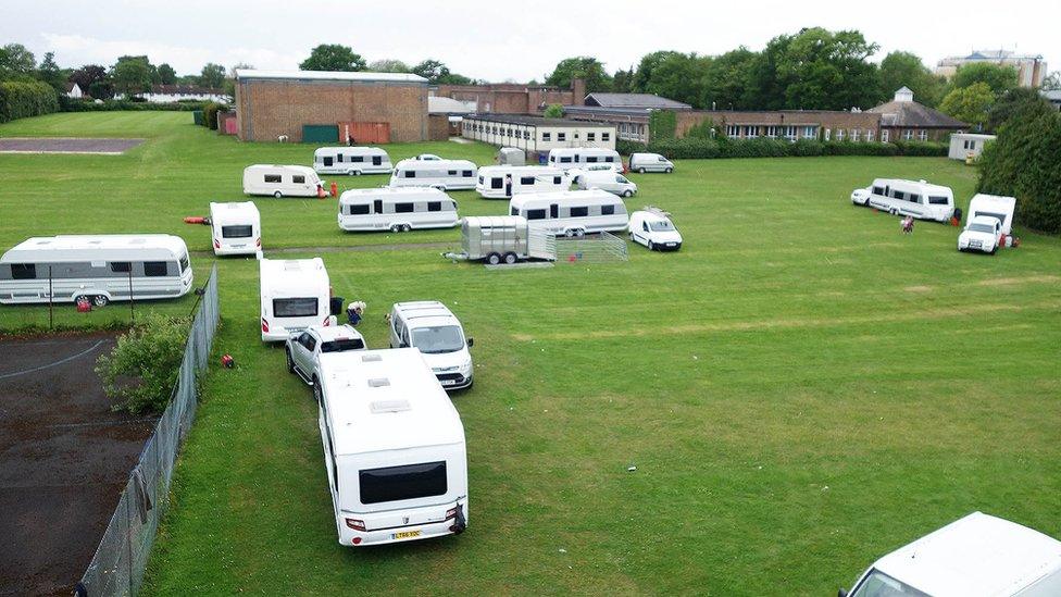 Travellers in Hazelwick School, Crawley