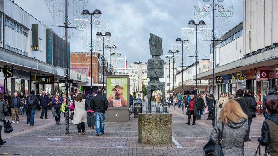 Harlow high street in Essex