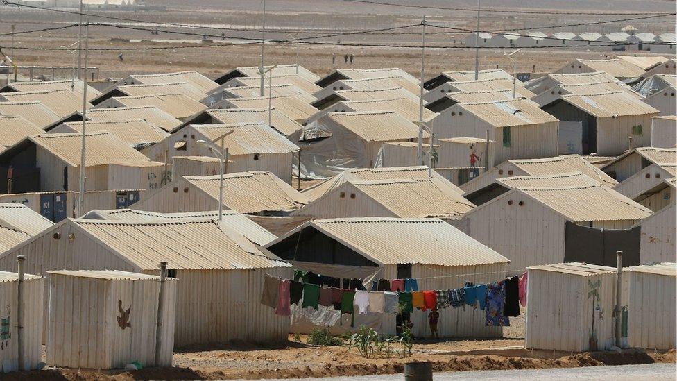 A general view shows a Syrian refugee camp in Azraq in northern Jordan, on September 9, 2016.