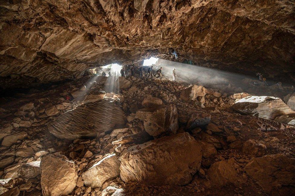 The entrance to the rock shelter in Zacatecas, Mexico