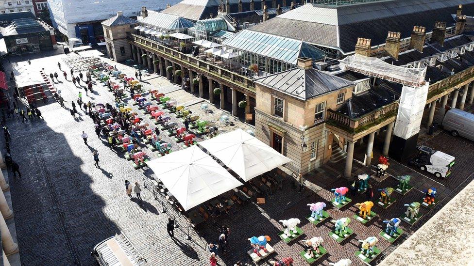 120 Shaun the Sheep sculptures on display at Covent Garden, London