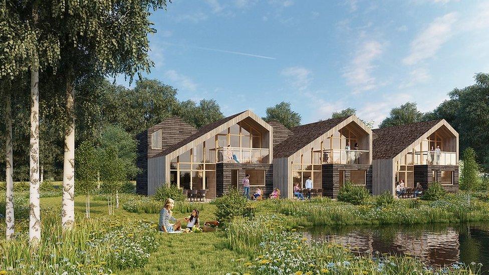 Artist impression of lodges at site