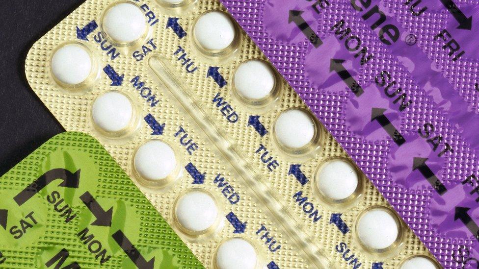 Packets of contraceptive pills