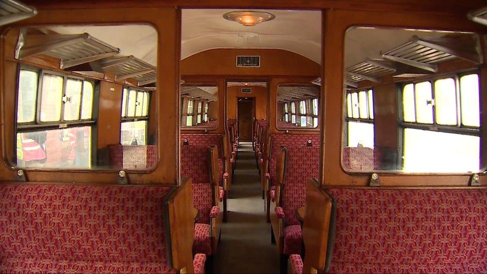 Inside one of the carriages being auctioned