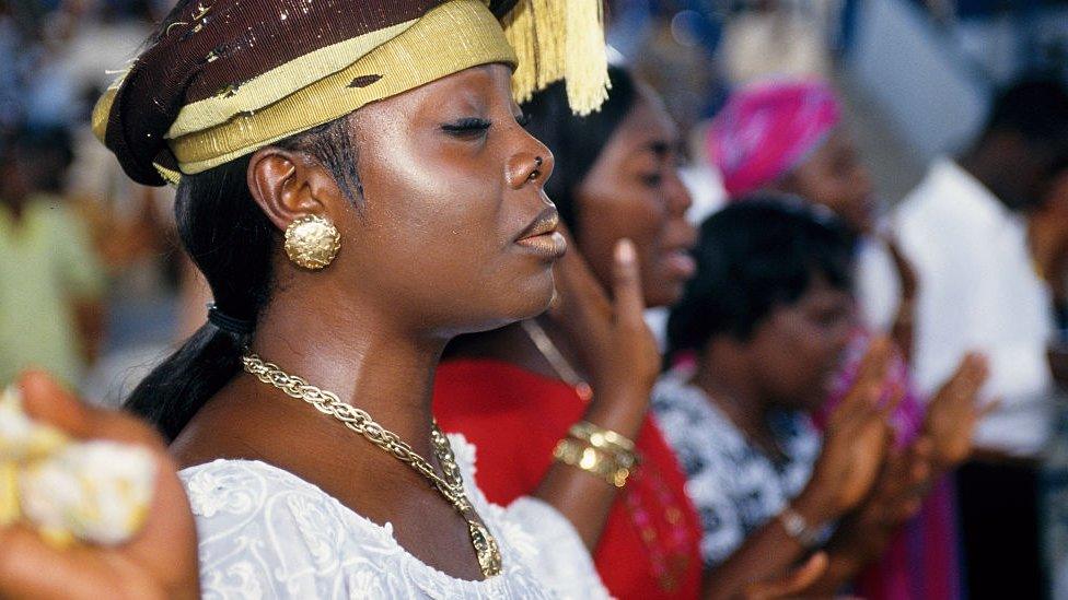Worshipper in a church in Ghana (archive shot)