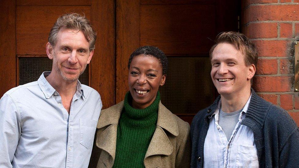 The new cast members of Harry Potter and the Cursed Child pose together. Jamie Parker will play Harry Potter, Paul Thornley is Ron Weasley and Noma Dumezweni has been cast as Hermione Granger