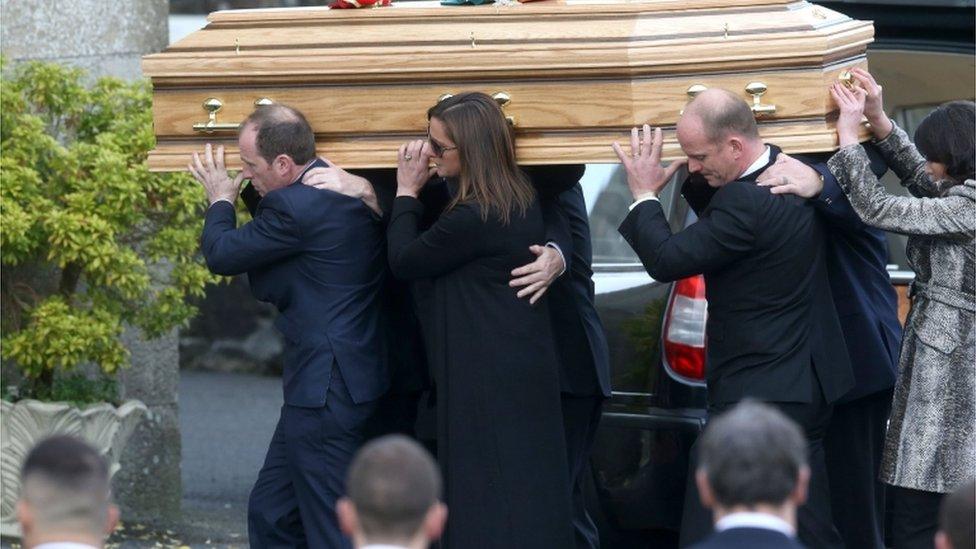 His coffin was carried into St Flannan's Church in his hometown of Killaloe.