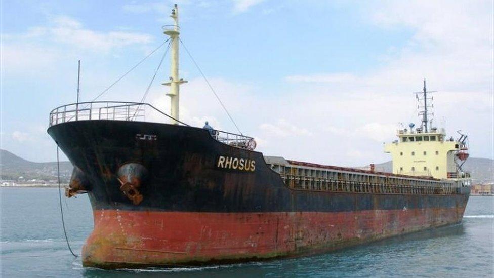 The MV Rhosus, pictured at a port in Greece (file photo)