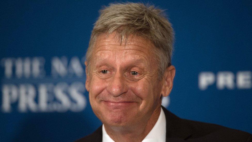 Libertarian Presidential candidate Gary Johnson smiling