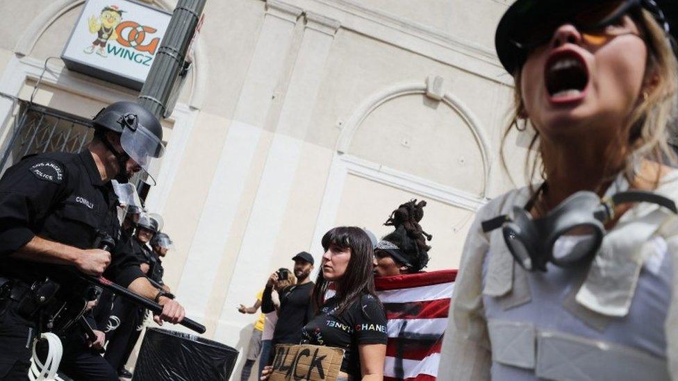 Protest in Los Angeles over the death in police custody of George Floyd, 2 May 2020