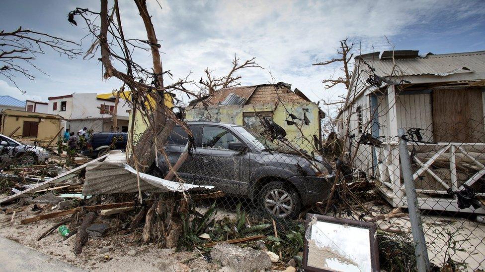 Hurricane damage in St Martin