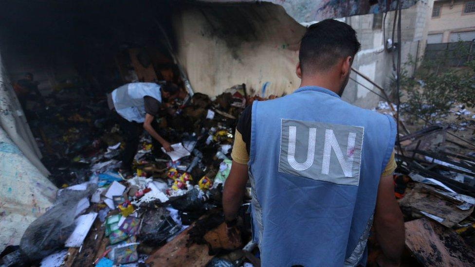 The view of demolition at a school belonging to the UN's Relief and Works Agency in Gaza. File photo