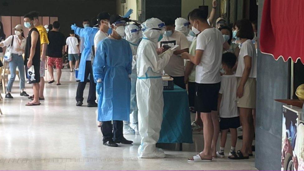 A Covid testing site in Sanya